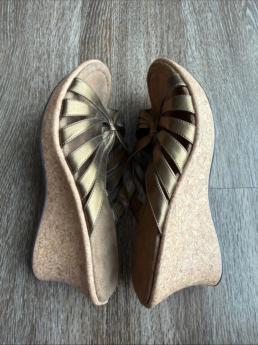 White Mt Bronze Y2K Wedge Sandals - Picture 5 of 8